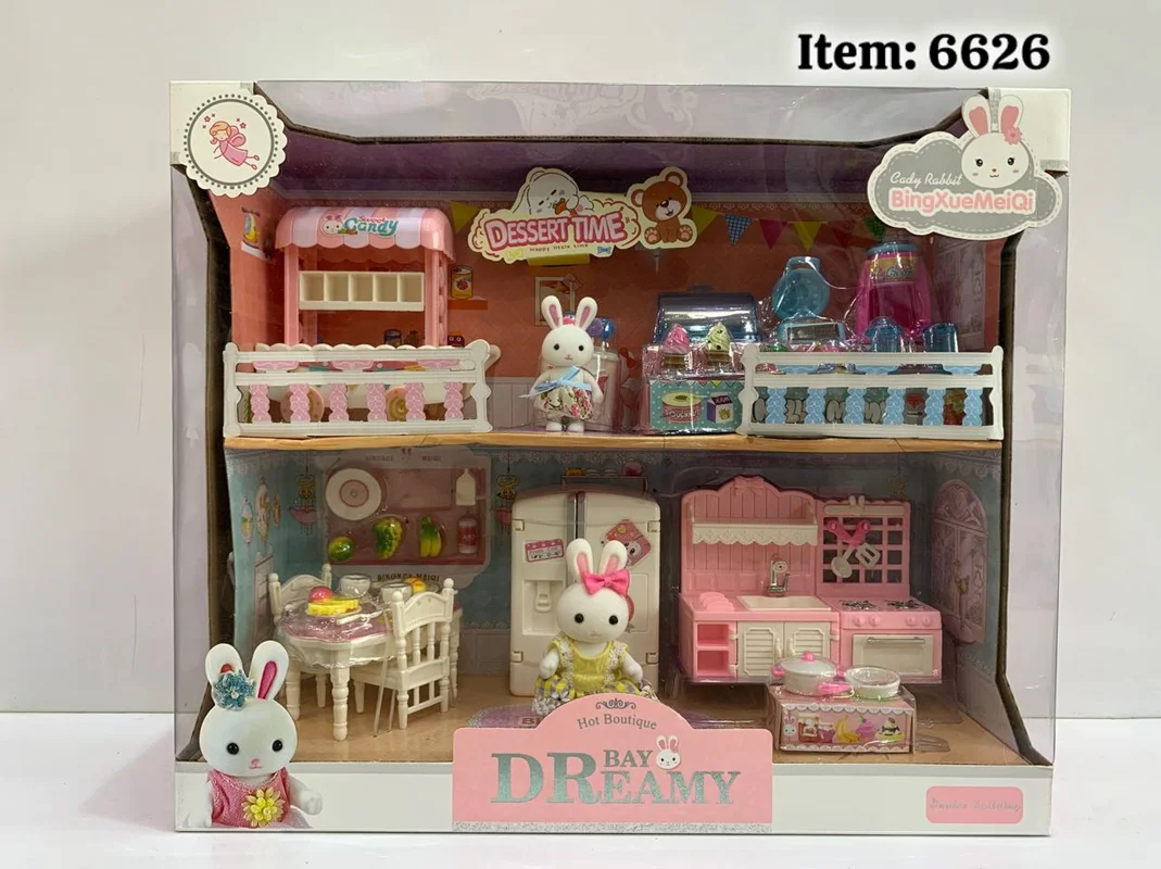 اسباب‌بازی ست خانه خرگوش بزرگ با میز و یخچال و بستنی فروش ۶۶۲۶